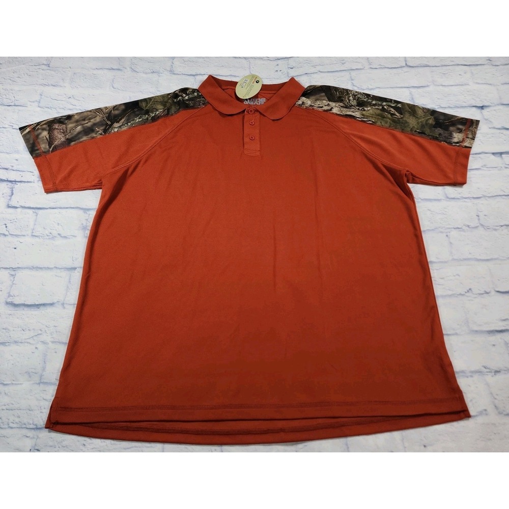 Guide Gear Mossy Oak Polo Shirt MENS 2XL Orange Camo Golf Outdoors Preppy